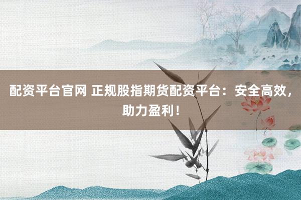配资平台官网 正规股指期货配资平台:安全高效,助力盈利!
