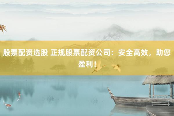股票配资选股 正规股票配资公司：安全高效，助您盈利！