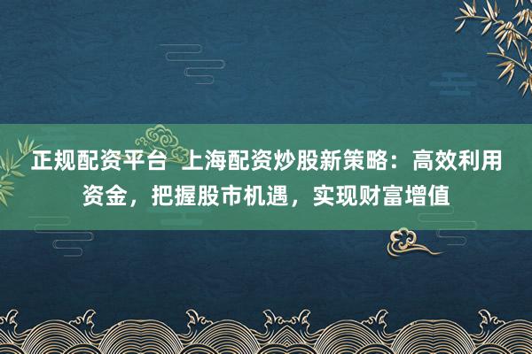 正规配资平台  上海配资炒股新策略：高效利用资金，把握股市机遇，实现财富增值