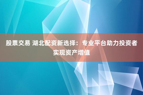 股票交易 湖北配资新选择：专业平台助力投资者实现资产增值