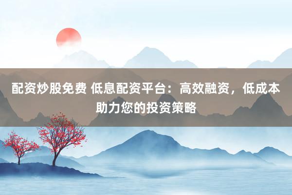 配资炒股免费 低息配资平台:高效融资,低成本助力您的投资策略