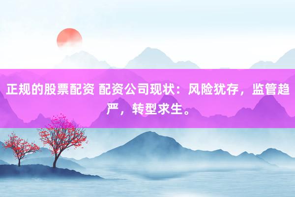 正规的股票配资 配资公司现状：风险犹存，监管趋严，转型求生。