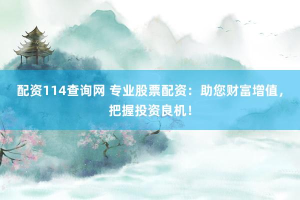 配资114查询网 专业股票配资：助您财富增值，把握投资良机！