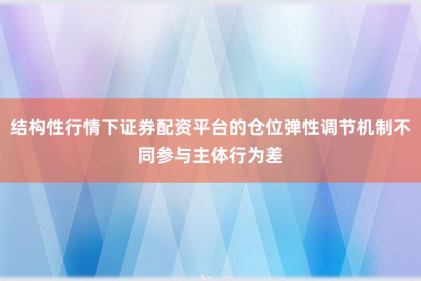 结构性行情下证券配资平台的仓位弹性调节机制不同参与主体行为差