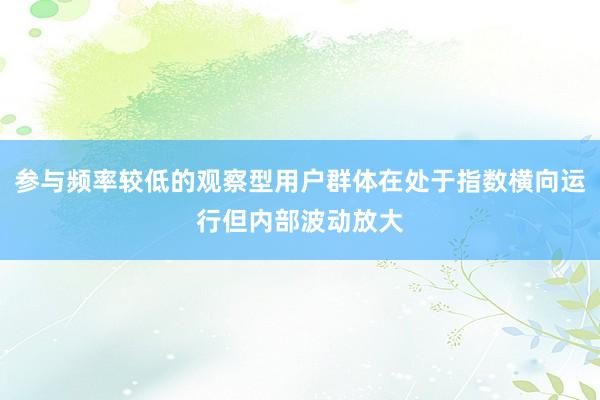 参与频率较低的观察型用户群体在处于指数横向运行但内部波动放大