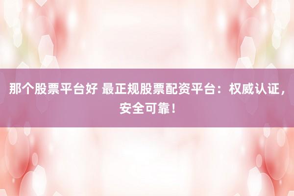 那个股票平台好 最正规股票配资平台：权威认证，安全可靠！