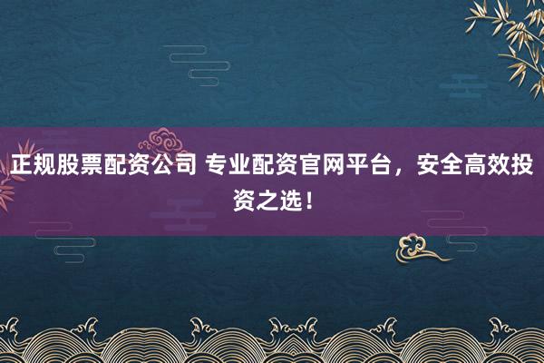 正规股票配资公司 专业配资官网平台,安全高效投资之选!