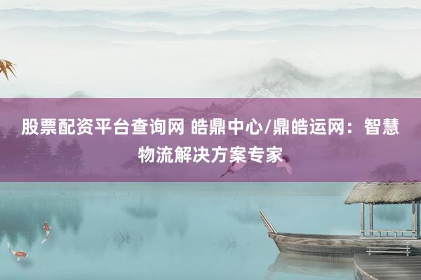 股票配资平台查询网 皓鼎中心/鼎皓运网:智慧物流解决方案专家
