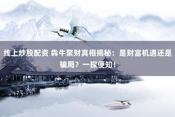 线上炒股配资 犇牛聚财真相揭秘:是财富机遇还是骗局?一探便知!