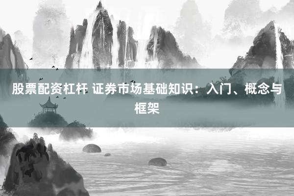 股票配资杠杆 证券市场基础知识：入门、概念与框架
