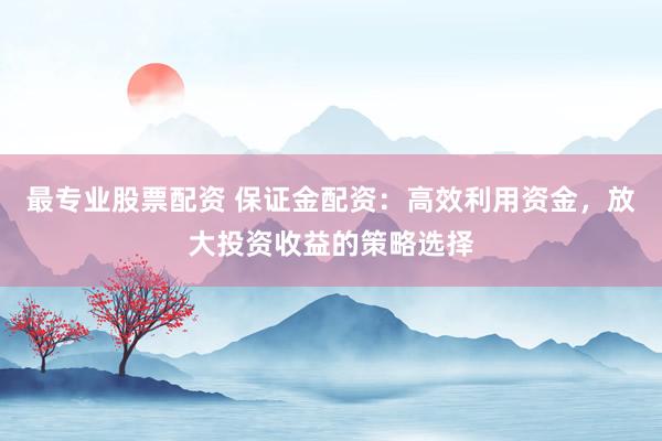 最专业股票配资 保证金配资：高效利用资金，放大投资收益的策略选择