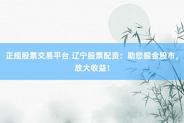 正规股票交易平台 辽宁股票配资：助您掘金股市，放大收益！